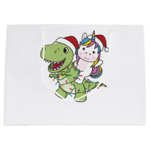 Dinosaur Christmas Unicorn Winter T-Rex Dino Große Geschenktüte