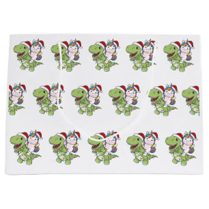 Dinosaur Christmas Unicorn Winter T-Rex Dino Große Geschenktüte