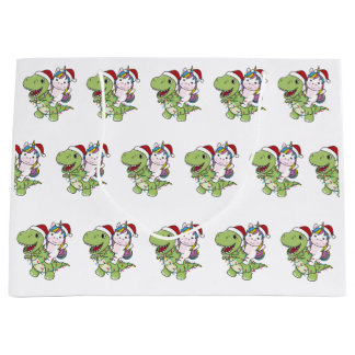 Dinosaur Christmas Unicorn Winter T-Rex Dino Große Geschenktüte