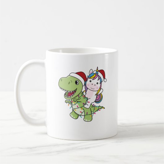 Dinosaur Christmas Unicorn Winter T-Rex Dino Kaffeetasse (Links)