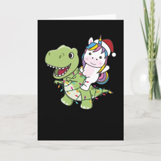 Dinosaur Christmas Unicorn Winter T-Rex Dino Karte (Vorderseite)
