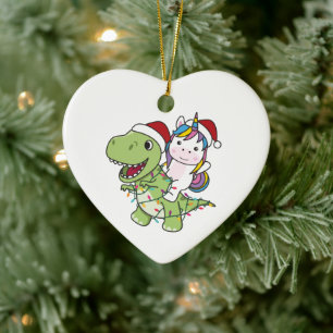 Dinosaur Christmas Unicorn Winter T-Rex Dino Keramik Ornament
