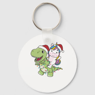 Dinosaur Christmas Unicorn Winter T-Rex Dino Schlüsselanhänger