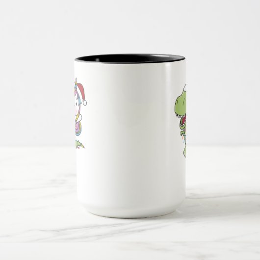 Dinosaur Christmas Unicorn Winter T-Rex Dino Tasse (Zentrum)