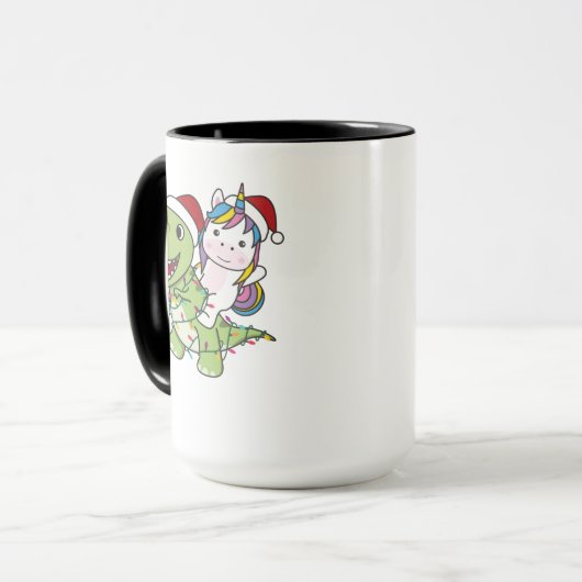 Dinosaur Christmas Unicorn Winter T-Rex Dino Tasse (Vorderseite Links)