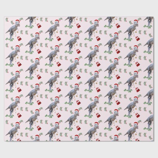 Dinosaur Christmas Wrapping Paper Roll Geschenkpapier (Flach)