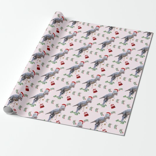 Dinosaur Christmas Wrapping Paper Roll Geschenkpapier (Ungerollt)