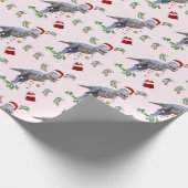 Dinosaur Christmas Wrapping Paper Roll Geschenkpapier (Ecke)