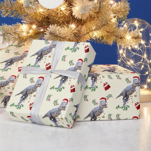 Dinosaur Christmas Wrapping Paper Roll Geschenkpapier (Feiertage)