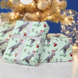 Dinosaur Christmas Wrapping Paper Roll Geschenkpapier