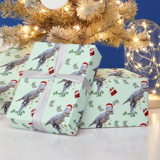 Dinosaur Christmas Wrapping Paper Roll Geschenkpapier (Feiertage)