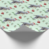 Dinosaur Christmas Wrapping Paper Roll Geschenkpapier (Ecke)
