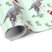 Dinosaur Christmas Wrapping Paper Roll Geschenkpapier (Rolleneckpunkt)