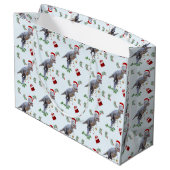 Dinosaur Christmas Wrapping Paper Roll Große Geschenktüte (Rückseite Schrägansicht)