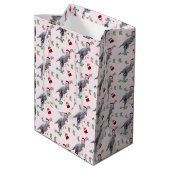 Dinosaur Christmas Wrapping Paper Roll Mittlere Geschenktüte (Rückseite Schrägansicht)