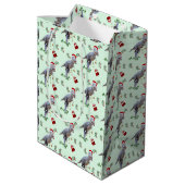 Dinosaur Christmas Wrapping Paper Roll Mittlere Geschenktüte (Rückseite Schrägansicht)