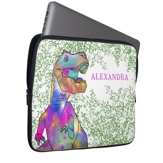 Dinosaur Colorful T-Rex-Name Laptopschutzhülle (Vorne Rechts)