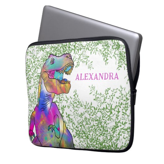 Dinosaur Colorful T-Rex-Name Laptopschutzhülle (Vorderseite Links)