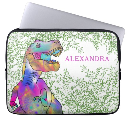 Dinosaur Colorful T-Rex-Name Laptopschutzhülle (Vorderseite)