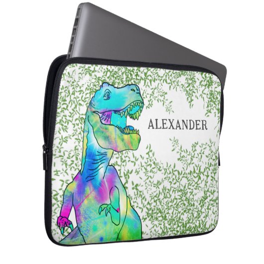 Dinosaur Colorful T-Rex-Name Laptopschutzhülle (Vorne Rechts)