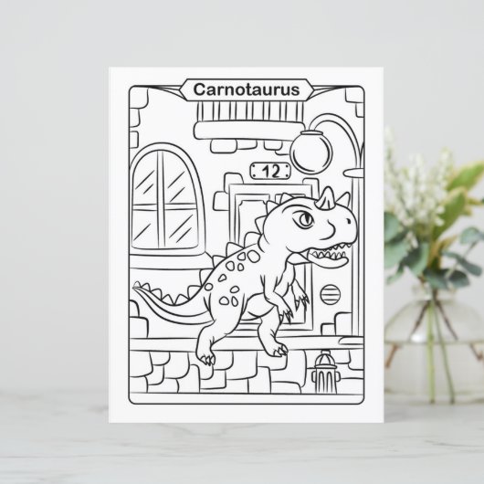 Dinosaur Coloring Page - Carnotaurus (Stehend Vorderseite)