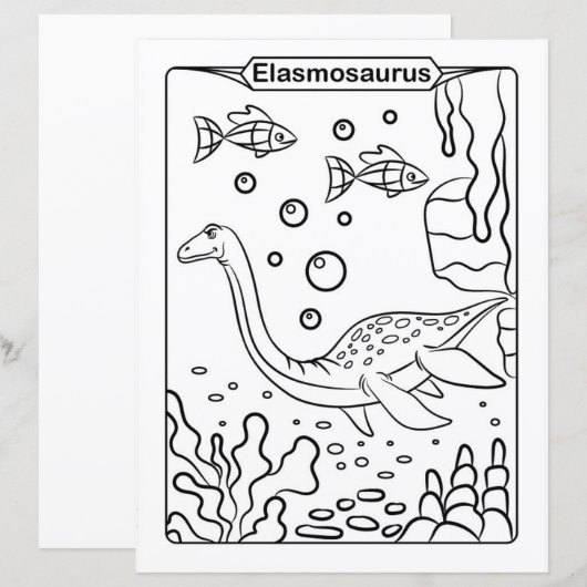 Dinosaur Coloring Page - Elasmosaurus (Vorne/Hinten)