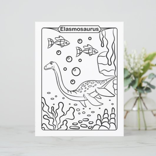 Dinosaur Coloring Page - Elasmosaurus (Stehend Vorderseite)