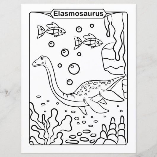 Dinosaur Coloring Page - Elasmosaurus (Vorderseite)