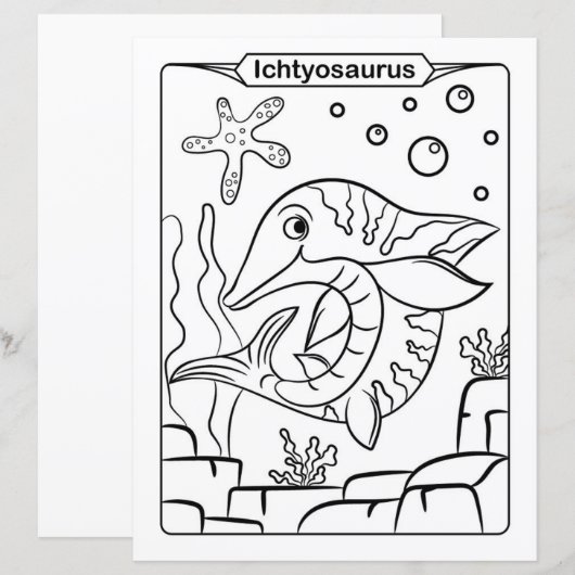 Dinosaur Coloring Page - Ichtyosaurus (Vorne/Hinten)