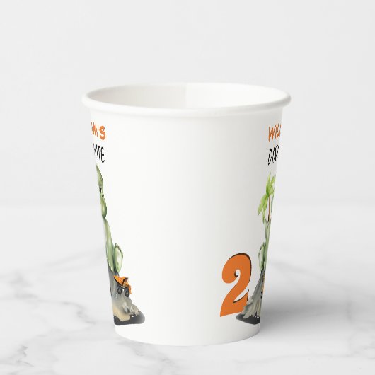 Dinosaur Construction Boy Birthday Pappbecher (Links)