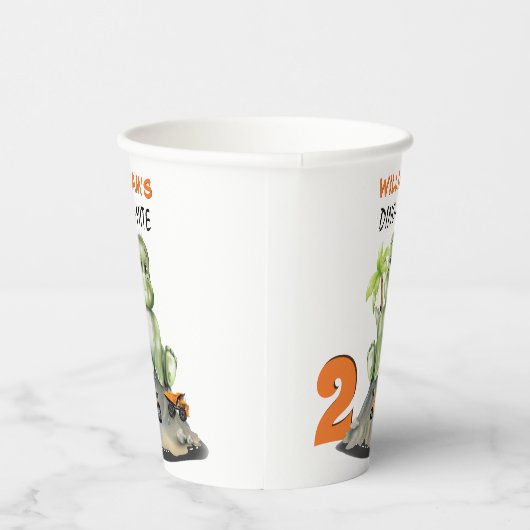 Dinosaur Construction Boy Birthday Pappbecher (Rechts)