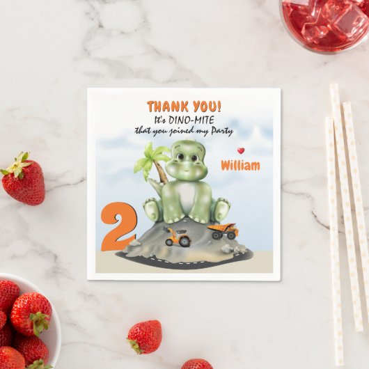 Dinosaur Construction Boy Birthday Serviette (Beispiel)