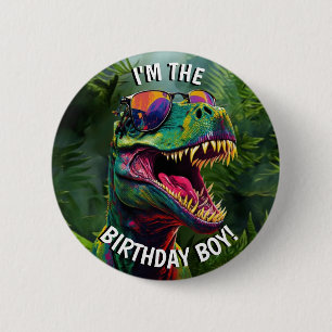 Dinosaur Cool BIRTHDAY Boy Button
