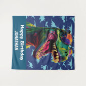 Dinosaur Cool T Rex Blue Hintergrund Wandteppich (Vorderseite (Horizontal))