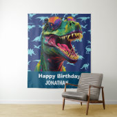 Dinosaur Cool T Rex Blue Hintergrund Wandteppich (Beispiel)