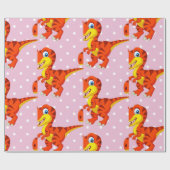 Dinosaur Cool T Rex Girl Geschenkpapier (Flach)