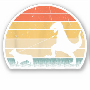 Dinosaur Corgi Hunde Silhouette Vintag Aufkleber