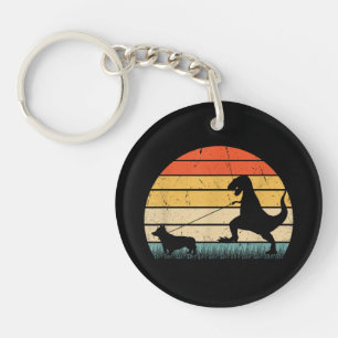 Dinosaur Corgi Hunde Silhouette Vintag Schlüsselanhänger