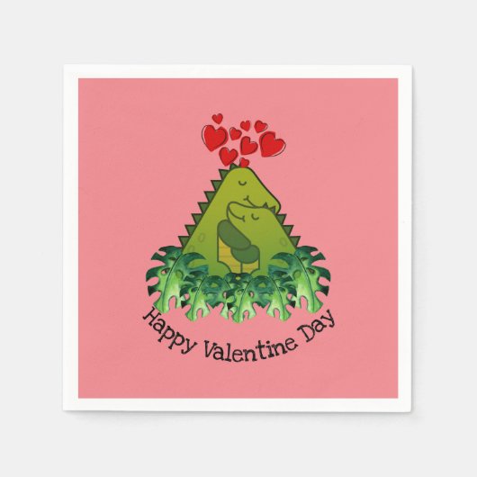 Dinosaur Couple Paper Napkin Serviette (Vorderseite)