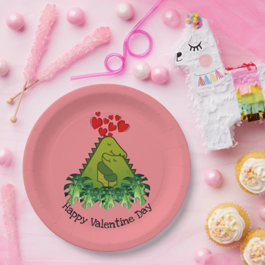 Dinosaur Couple Paper Plate Pappteller (Party)