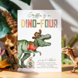 Dinosaur Cowboy 4. Geburtstag Einladung