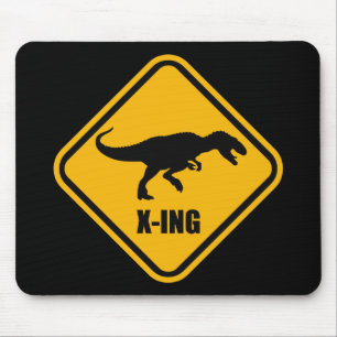 Dinosaur Crossing Street Sign T Rex Mousepad