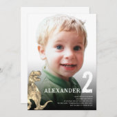 Dinosaur Custom Foto 2. Geburtstag Party Einladung (Vorne/Hinten)