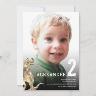 Dinosaur Custom Foto 2. Geburtstag Party Einladung