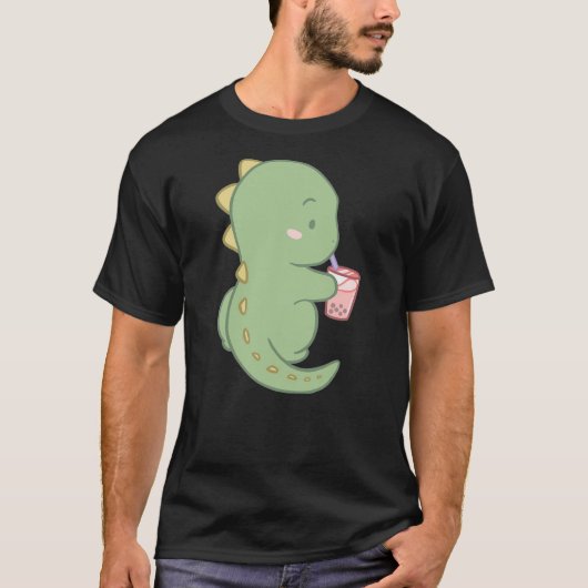 Dinosaur Cute Boba Tea Kawaii Anime Japanese Neko T-Shirt (Vorderseite)
