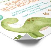Dinosaur Cute Boy Birthday Party Time Capsule Sign Poster (Ecke)