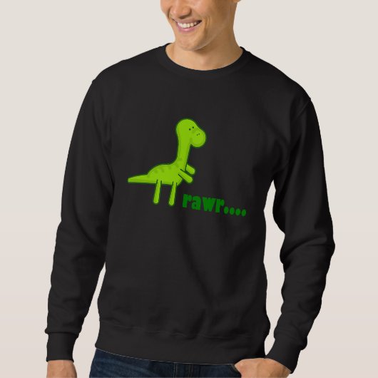 Dinosaur Cute Little Green Dino Says Rawr Sweatshirt (Vorderseite)