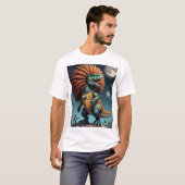Dinosaur Cyber Warrior Futuristic Sci-Fi Art T-Shi T-Shirt (Vorne ganz)