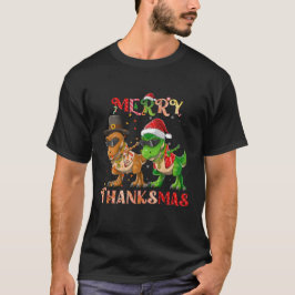 Dinosaur Dabbing Rapper Hip Hop Merry Thanksmas T-Shirt