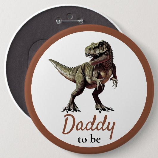 Dinosaur Daddy Baby Shower Button (Vorne & Hinten)